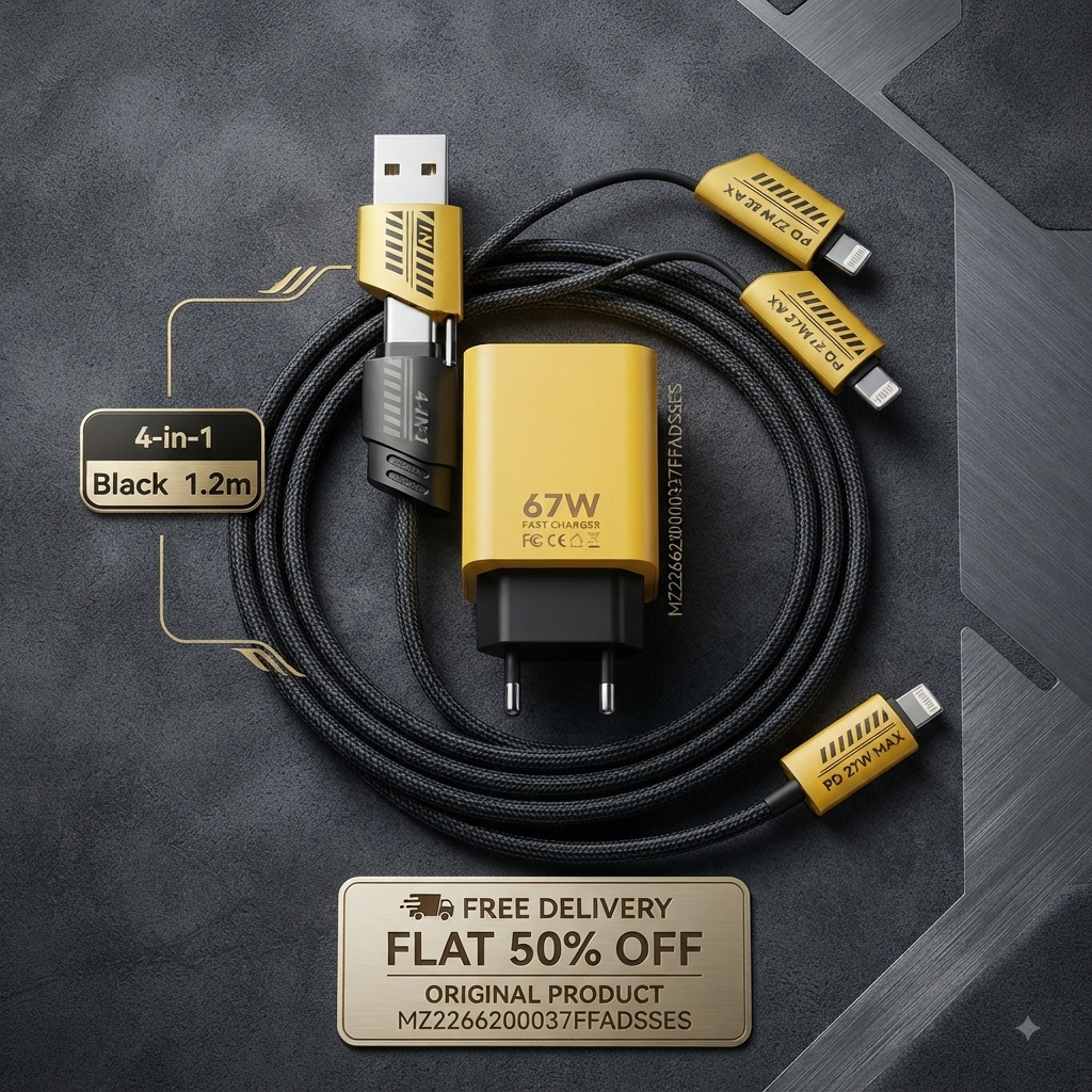 67W TurboPower Fast Charger & 4-in-1 Cable | 50% OFF & Free Delivery