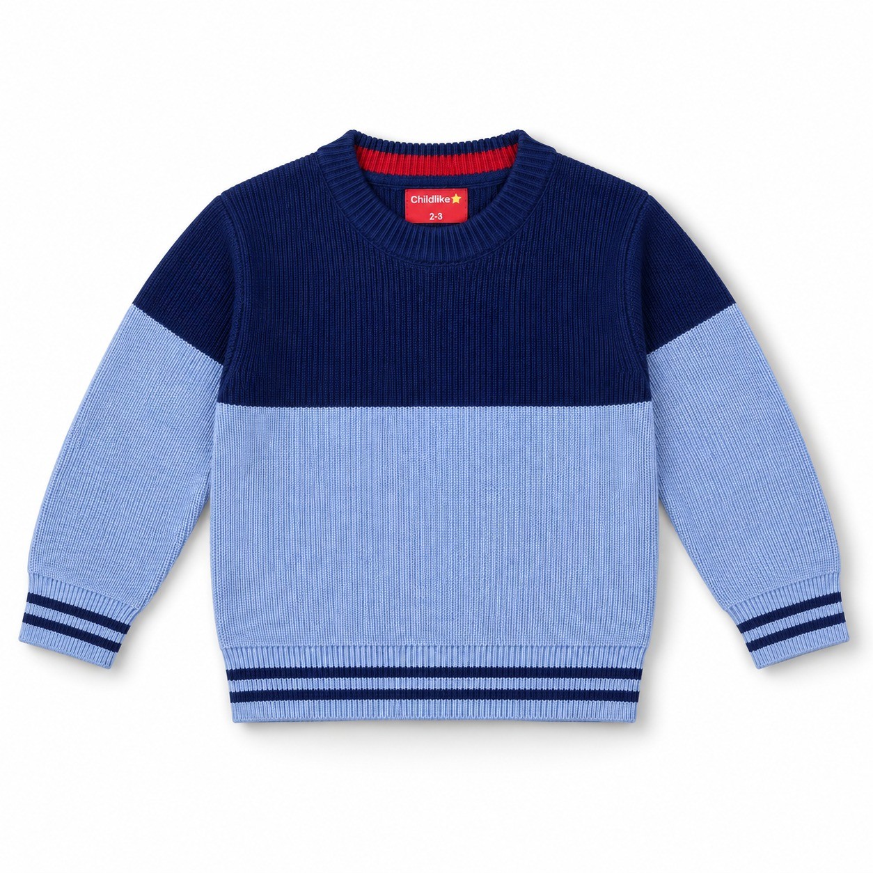 Kids Boys Blue Knitted Sweater | Warm & Stylish Winter Wear