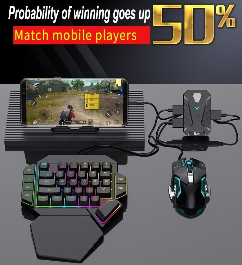 MIX Pro PUBG Controller Gaming Converter Android/IOS Mouse & Keyboard Combo Pack For FPS Mobile Games