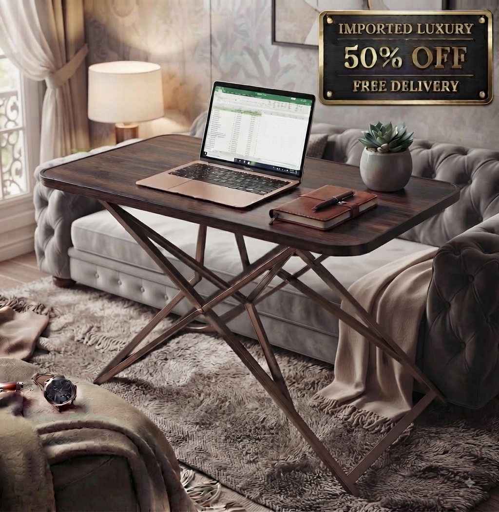 Imported Luxury Foldable Study & Laptop Desk | Adjustable Wooden Table with 50% OFF & Free Delivery