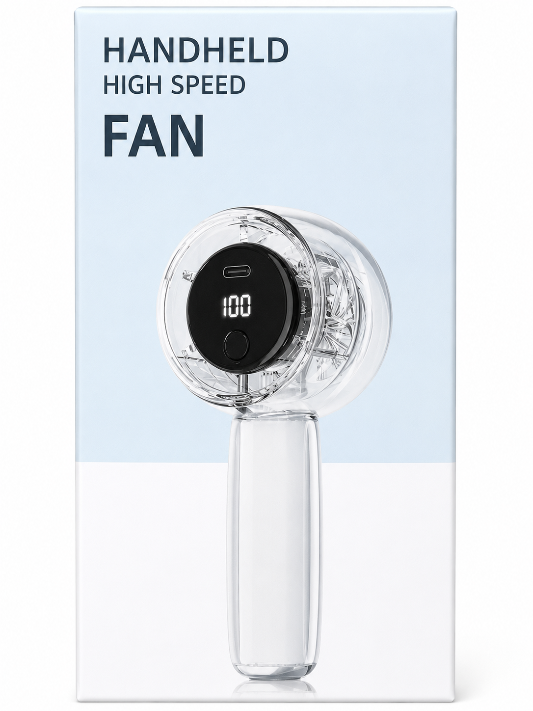 Handheld High Speed Rechargeable Mini Fan with Digital Display – Portable Personal Cooling Fan