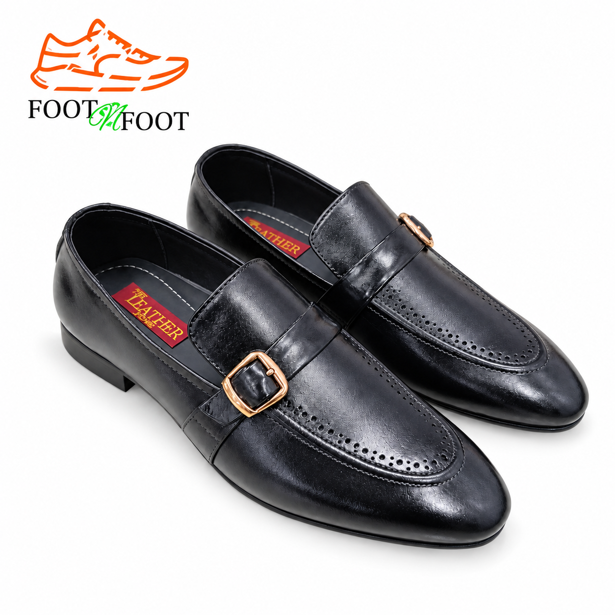 BLACK MONK-STRAP LEATHER LOAFERS