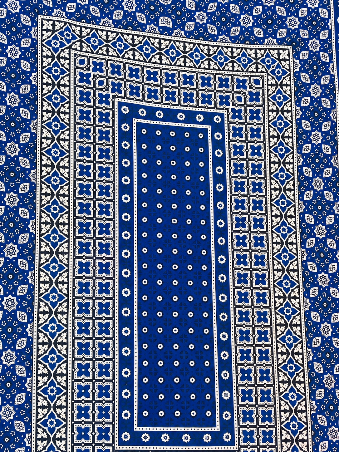 Traditional Multani Ajrak – Pure Latha Cotton Fabric | Blue & White Block Print | Marron & White Block Print